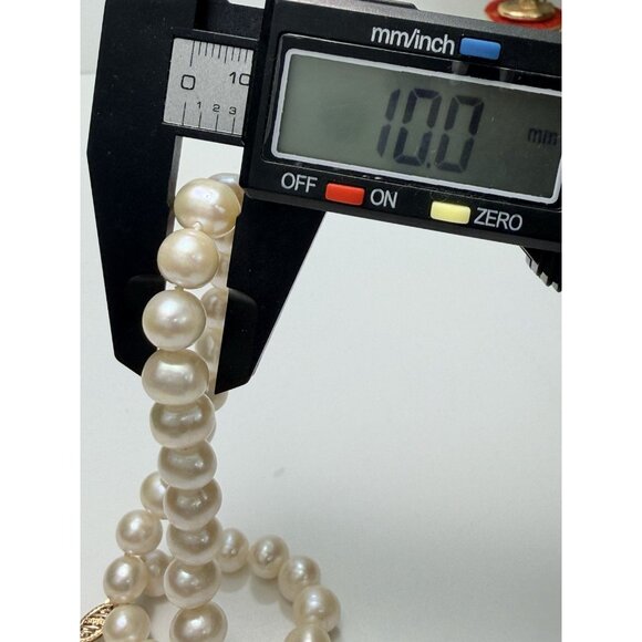 Freshwater Pearl Necklace Classic Hand Knotted Elegant Vintage 10k Claps 17" - Picture 5 of 8